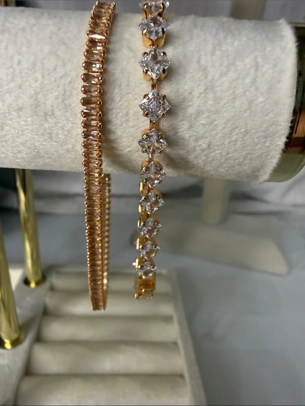 Rose Gold Crystal Tennis Bracelet Set
